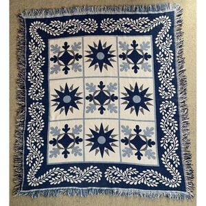 Vintage Made in USA Crown Crafts Throw Blanket Quilt Style Stars Scroll 50 x 57